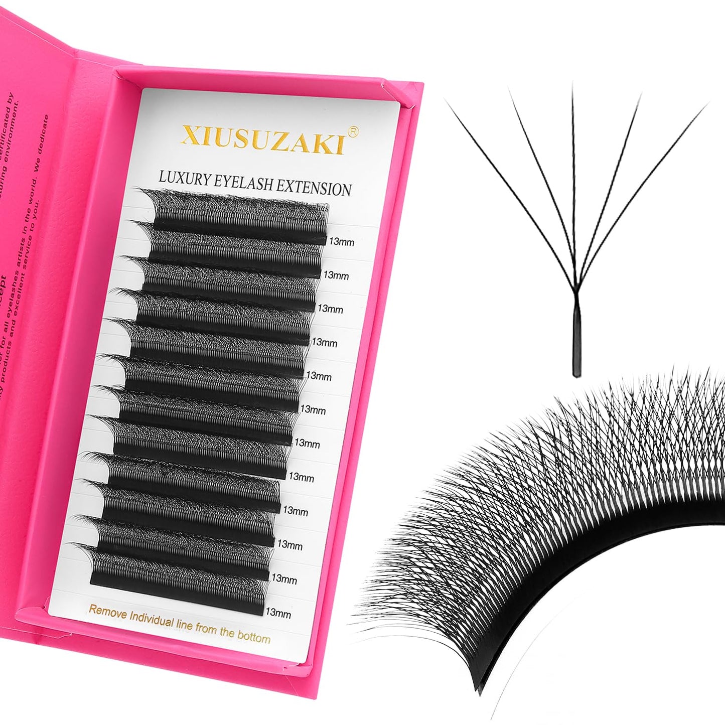 W Lash Extensions Supplies 5D Eyelash Extensions W Shape 0.07mm Thickness C Curl 11mm Premade Fans Easy Fan Lashes Volume Matte Black 12 Rows Crisscross Eye Lashes(W-5D-0.07-C,11mm)