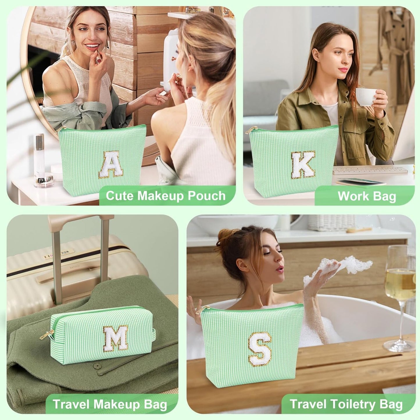 YOOLIFE 2 Travel Makeup Bags for Women - Cute Makeup Bag Makeup Bag Organizer Make Up Bag Travel Essentials Makeup Bag Personalized Gifts Friend Gifts for Women Teenager Bridesmaids Letter B