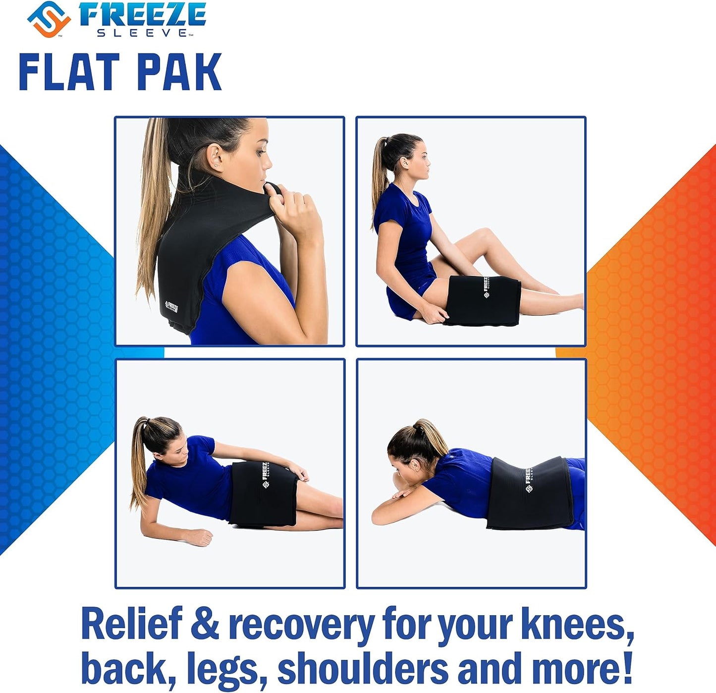 FreezeSleeve Flat Pak | 12" x 17" Extra Large Reusable Gel Ice Pack for Hot and Cold Therapy | Soft Flexible Cooling Pad for Back Hip Leg Injuries and Pain Relief | Cold Compress for Injury Recovery