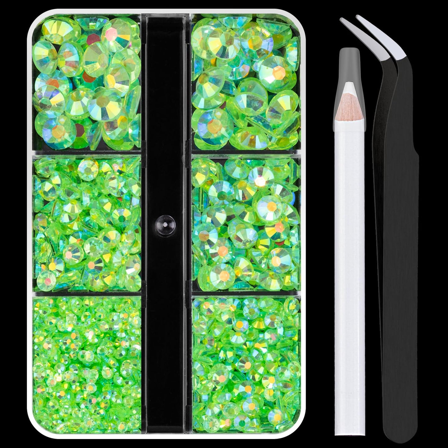 Resin Rhinestones Crafting, 2/3/4/5/6mm Flatback Jelly Rhinestones, 1 Box Transparent Grass Green AB Non Hotfix Crystal Gems for Bedazzling Crafts Mugs Tumblers Clothes Makeup Nail