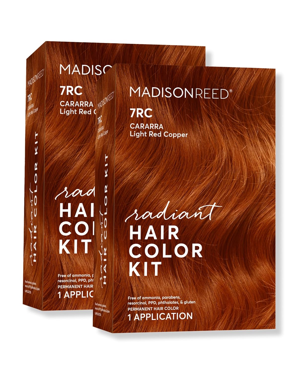 Madison Reed Radiant Hair Color Kit | 7RC Light Ginger Red with Vivid Copper Tones (Carrara Crimson) Vivid Color-Enhancing Formula | Salon-Quality Permanent Hair Dye | PPD-Free & Ammonia-Free |2 Pack