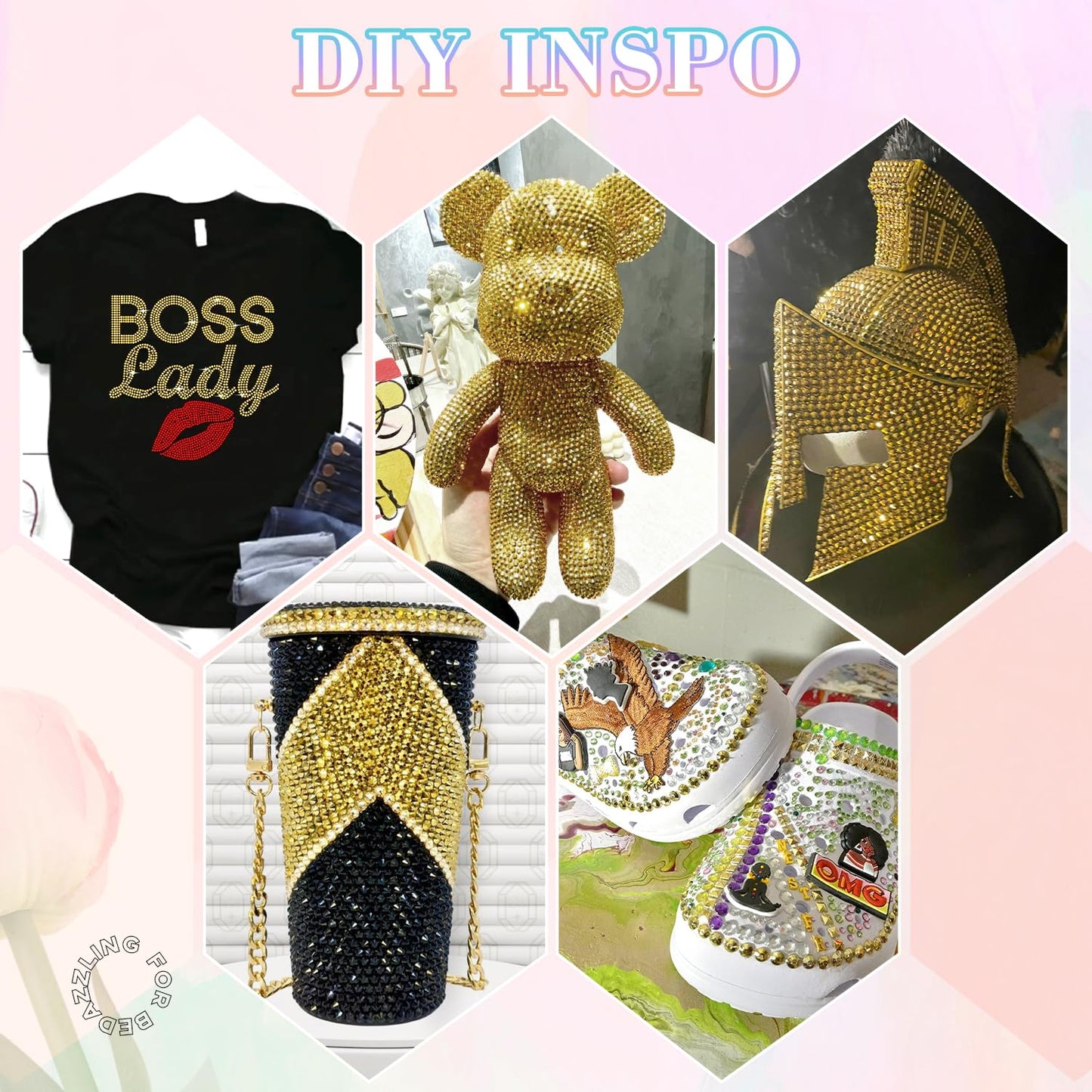 30000Pcs Resin Rhinestones for Bedazzling with 3Pcs B7000 Jewelry Glue, Mine Gold Flatback Gems Rhinestones for Crafting, Clothing Tumblers Mugs Shoes Fabric Decor Nail Art