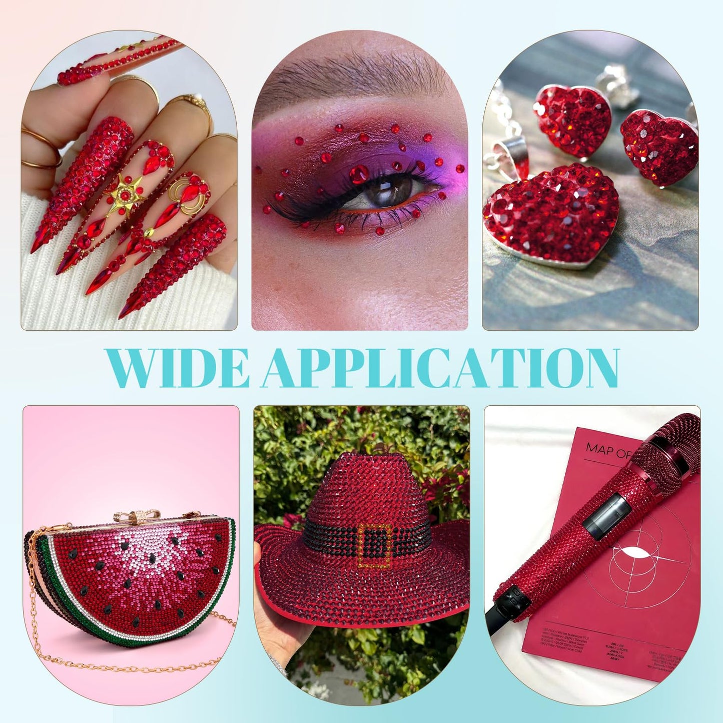 6100Pcs Resin Rhinestones for Crafting with 2Pcs 10ml B7000 Jewelry Glue, 1 Box Flatback Crystals Diamond (Dark Red) for Bedazzling Crafts DIY Nail Art，Non Hotfix Gems for Clothing Shoes Tumblers