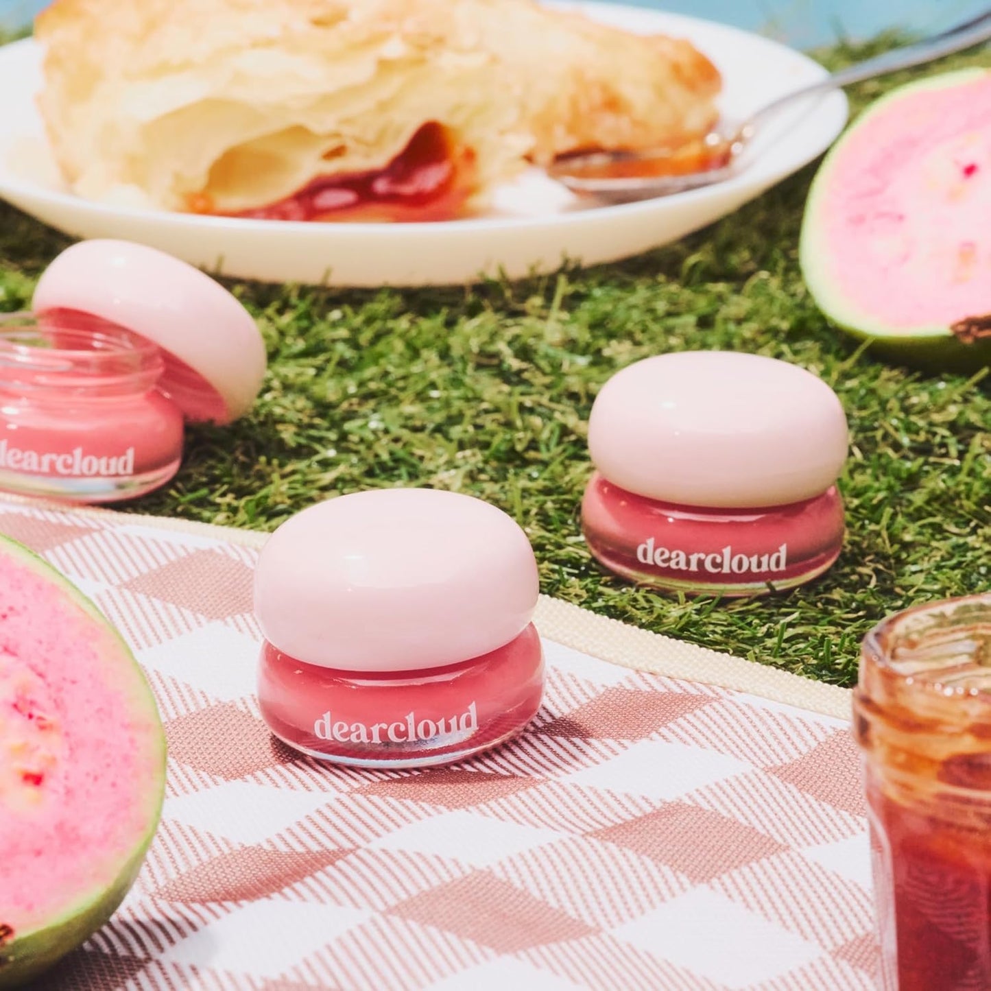 dearcloud Dewy Lip Jam – Hydrating Lip Balm & Gloss with Vitamin E, Korean Skincare (Guava)