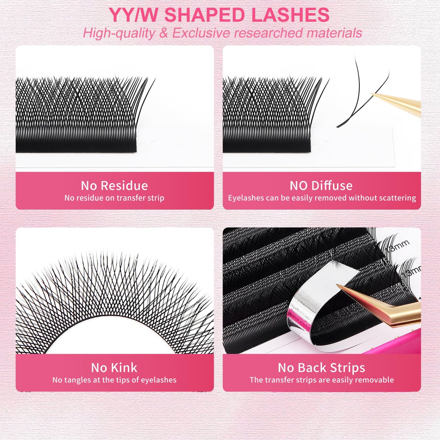 YY Lash Extensions Supplies Y Eyelash Extensions 0.07mm Thickness C Curl 9mm Premade Fans 4D Russian Volume Matte Black 12 Rows Crisscross Eye Lashes(YY-0.07-C,9mm)