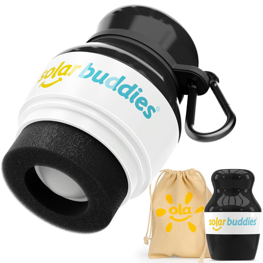 Solar Buddies Bag Bundle & Carabina Clip - Full Black - Refillable Roll on Sponge Sunscreen, Suncream & Lotion Applicator For Kids, Adults & Families - Holds 3.4fl oz, Perfect Size for Travel