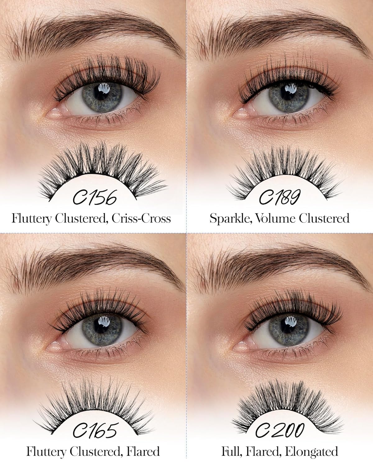 BEYELIAN False Eyelashes Natural Look 20 Pairs Strip Lashes, Wispy Lash Pack Soft 3D Volume Faux Mink Lashes That Look Like Extensions C-MIX-2