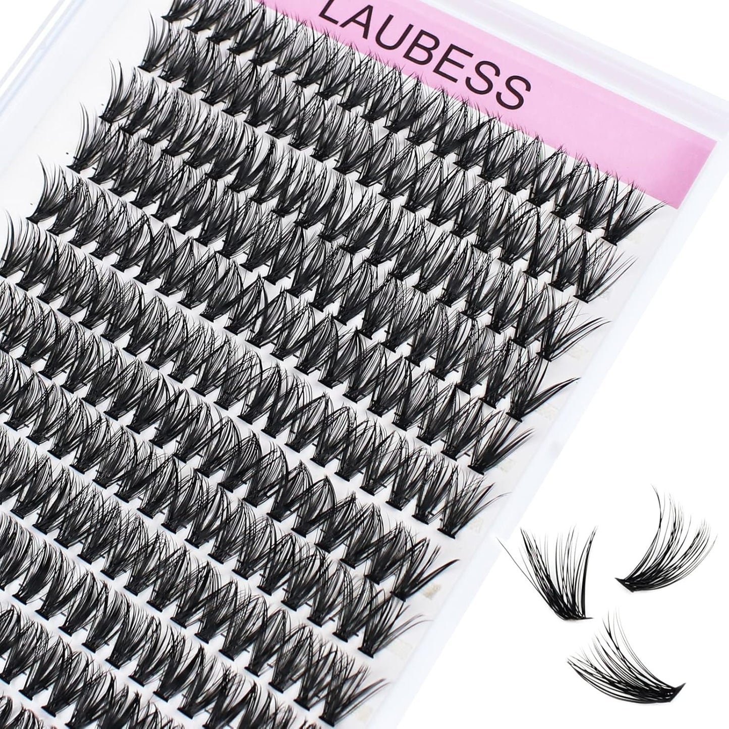 Lash Clusters LAUBESS Individual Lashes Waterproof Eyelash Clusters Mixed Tray Cluster Eyelash Extensions Soft Cluster Lashes for Beginners (40D-D-18)