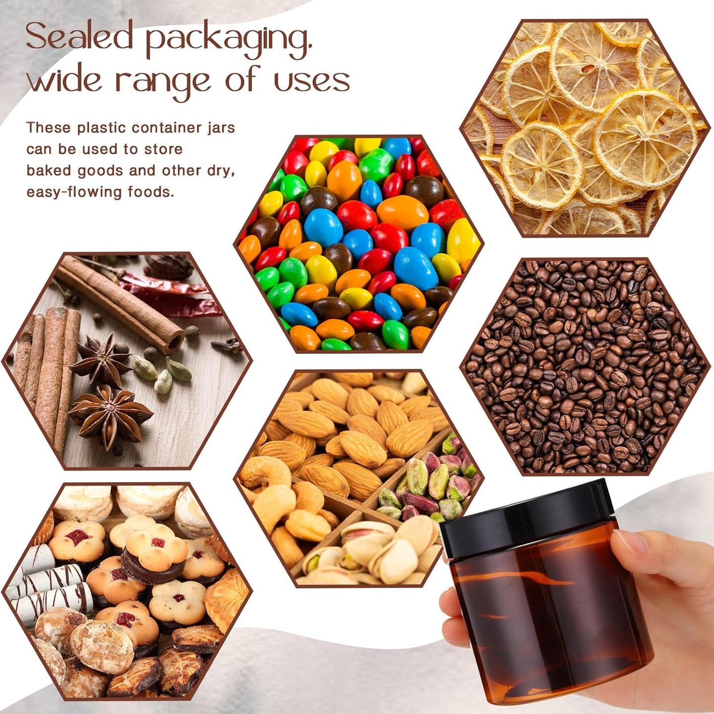 Patelai 4 Pieces Round Wide-mouth Leak Proof Plastic Container Jars with Lids for Travel Storage Makeup Beauty Products Face Creams Oils Salves Ointments DIY Making(8 Ounce,Amber)