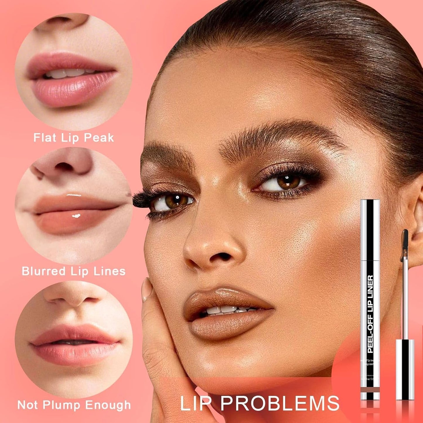 Peel Off Lip Liner Stain - Long Lasting Natural Lip Stain Transfer-proof Lip Liner, Moisturizing Waterproof Lip Gloss Stain, Highly Pigmented Color for All Skin, Ideal Gifts for Women (Rose)