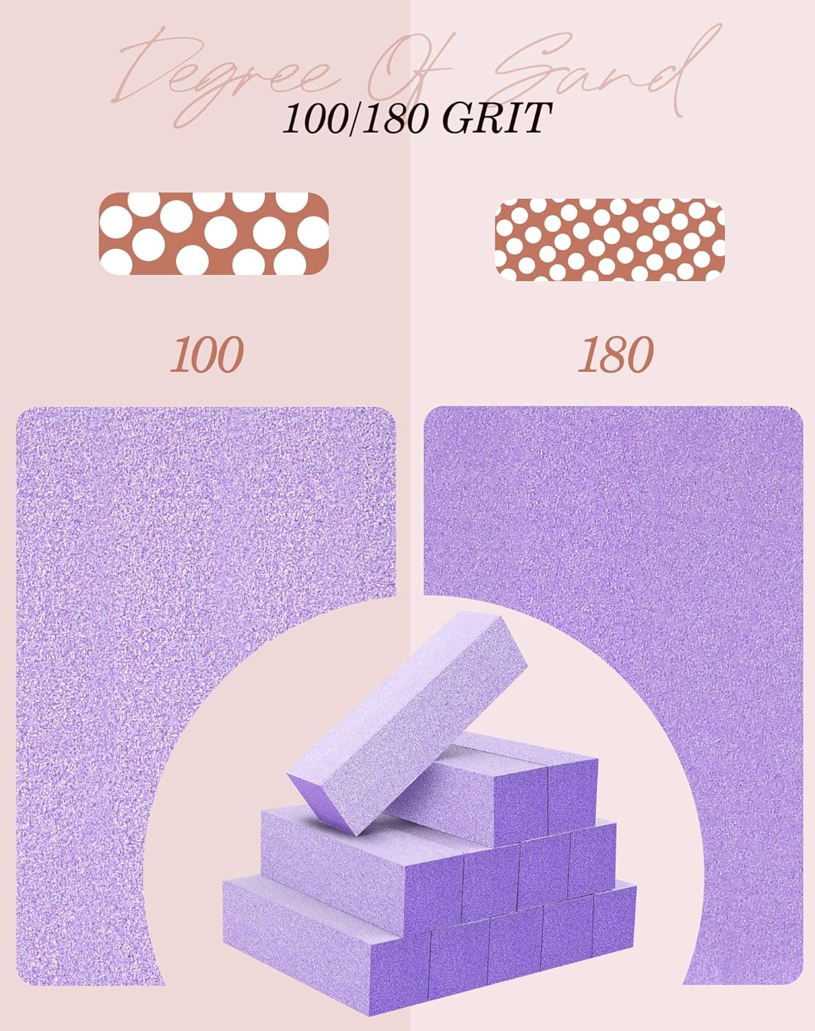 Maryton Nail Buffer Blocks, Professional 4 Way Buffing Block Files 100/180 Medium Grit for Natural and Acrylic Nails, 12 PCS