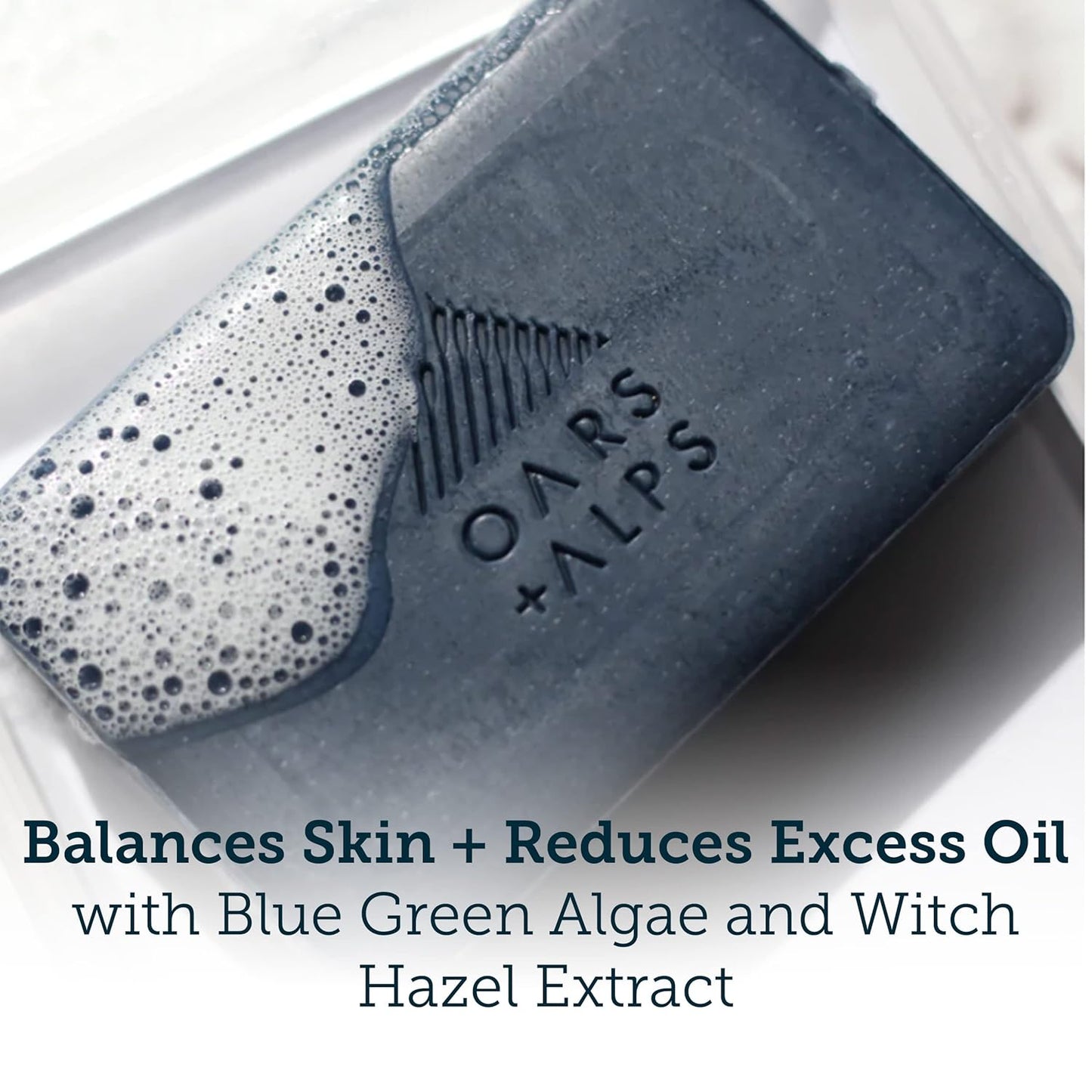 Oars + Alps Blue Charcoal Exfoliating Bar Soap for Men, Deep Cleaning & Exfoliating Soap, Dermatologist Tested & Made with Natural Clean Ingredients, All Skin Types, Travel Size, 1pk, 6oz