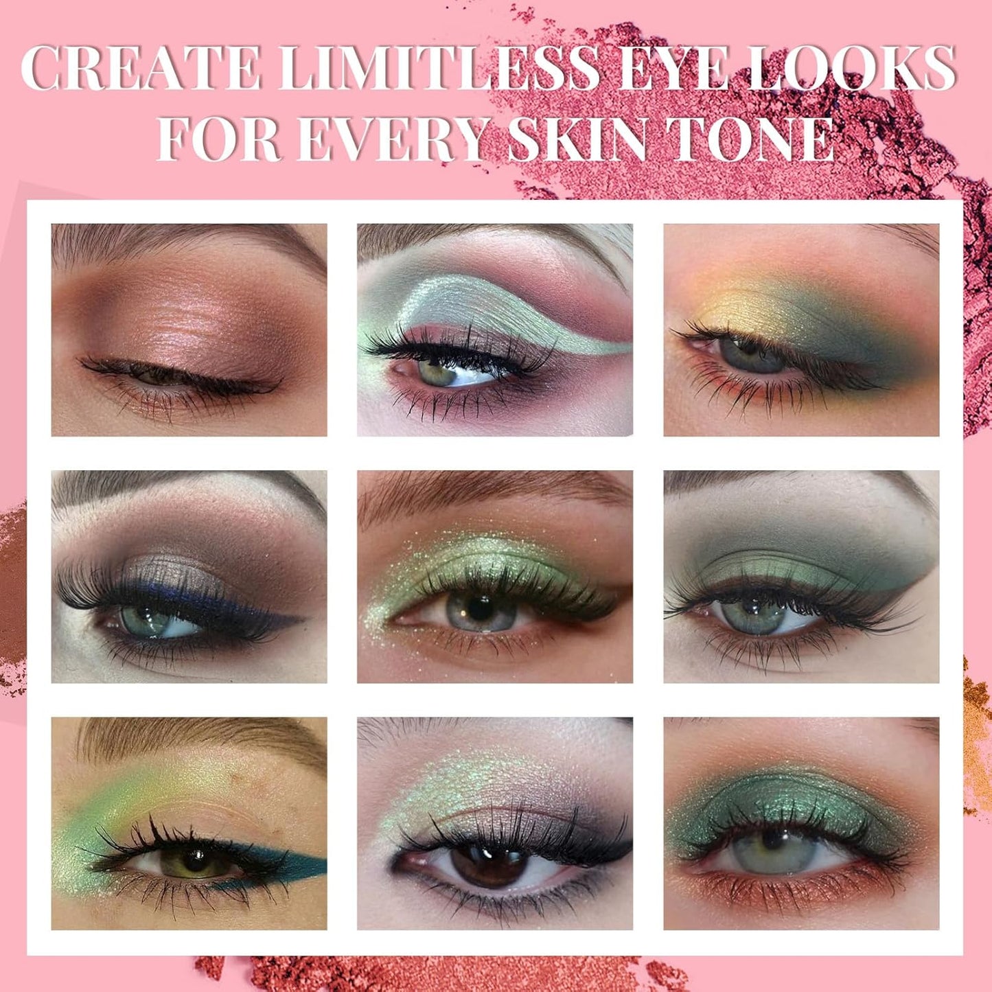 18 Colors Eyeshadow Palette With 7 pcs Soft Brushes Makeup Set High Pigmented Shimmer Matte Metallic Glitter Pink Nude Sage Green Eye Shadow Brush Make Up Kit for Women & Teen, Beginner & Pros