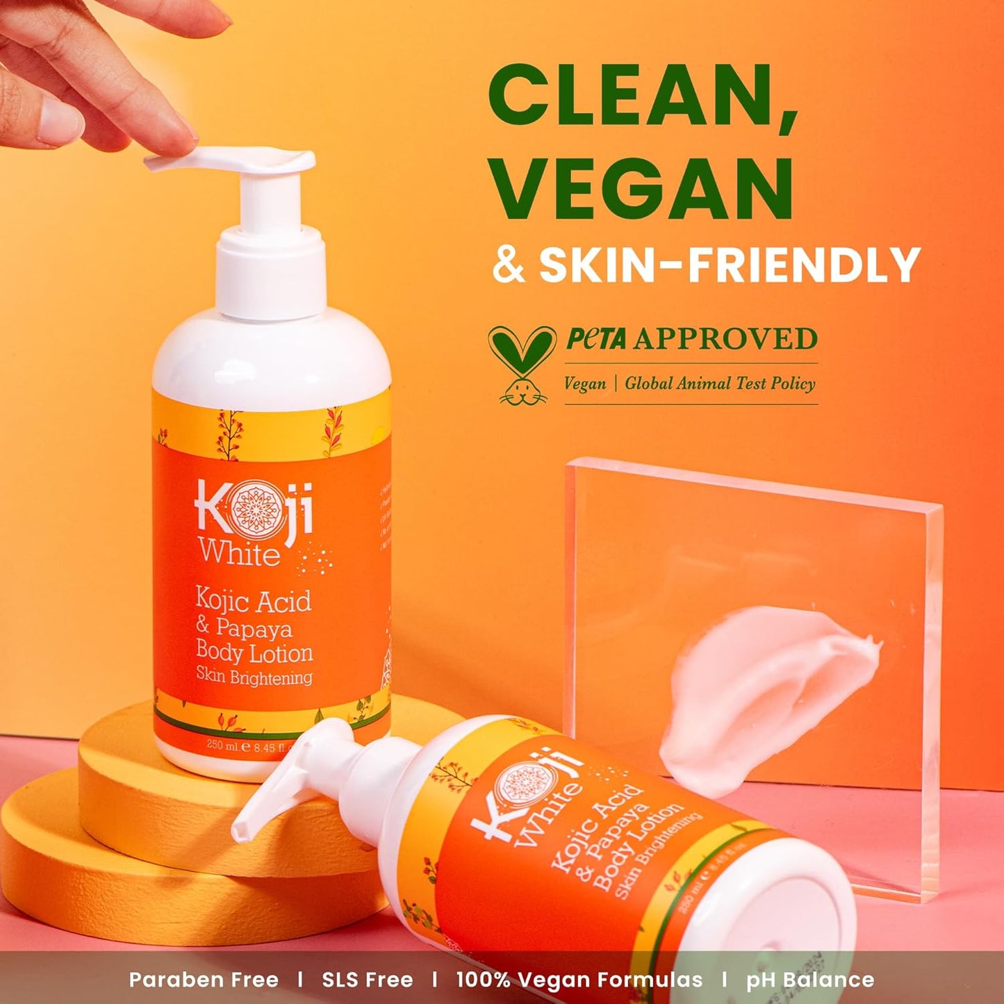 Koji White Kojic Acid & Papaya Body Lotion, Women Gift Sets for Exfoliating, Skin Brightening, Moisturizer, Radiance, Even Tone, Age Spots & Sun Damaged, Vegan, Paraben-Free, 8.45 Fl Oz (2 Bottles)