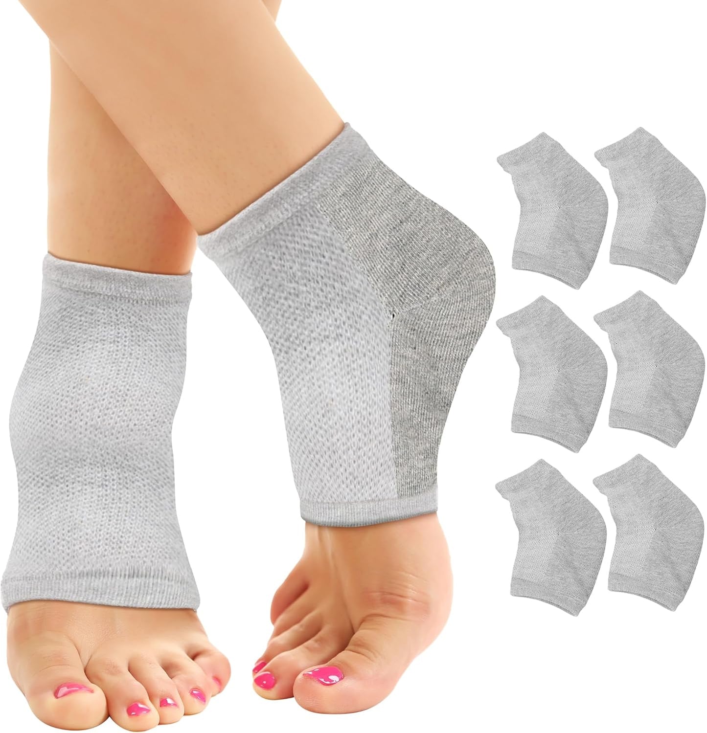 Moisturizing Socks for Women & Men | Aloe Vera Cracked Heel Treatment | Foot Callus Remover | Aloe Socks for Cracked Heels & Dry Feet | Lotion Infused Gel Heel Sleeves (Fits Most)
