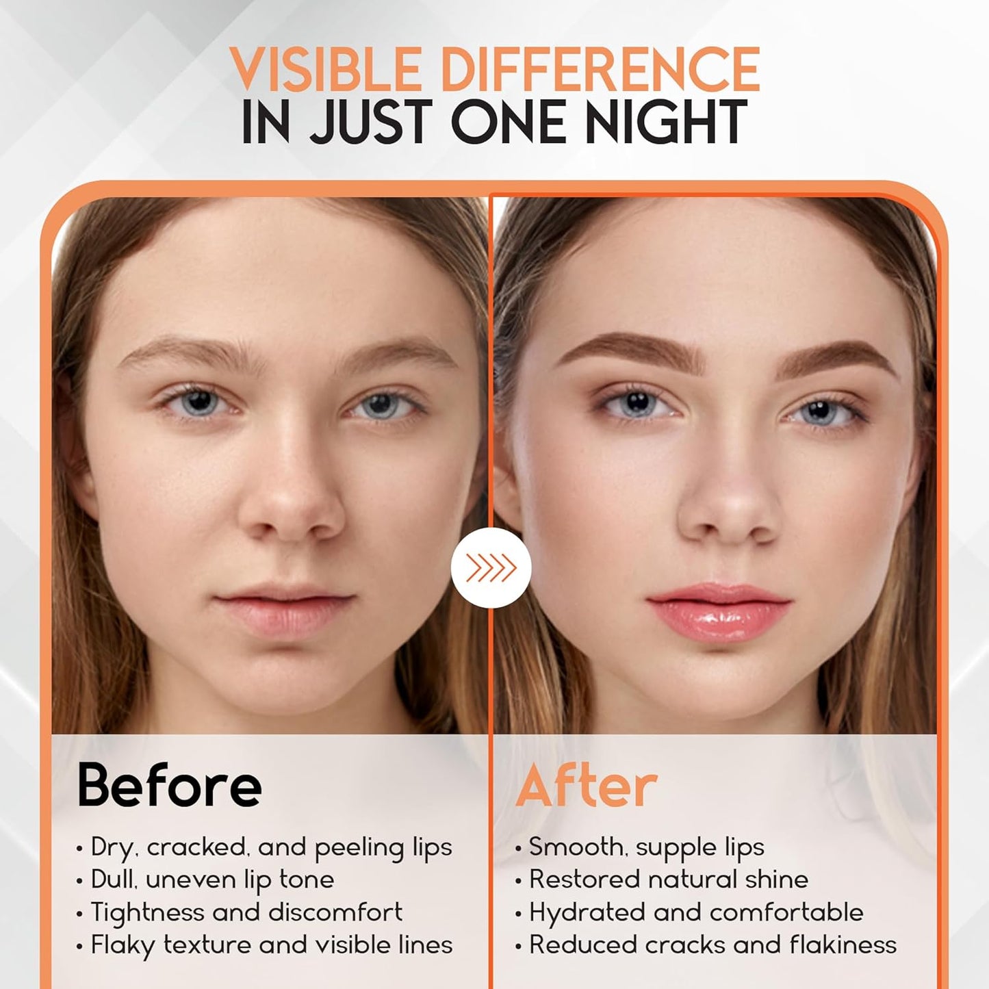 Lip Mask Overnight with Hyaluronic Acid & Collagen, Lip Sleeping Mask for Dry Cracked Lips, Moisturizing, Hydrating, Exfoliating Night Treatment for Lip Care (Peach)