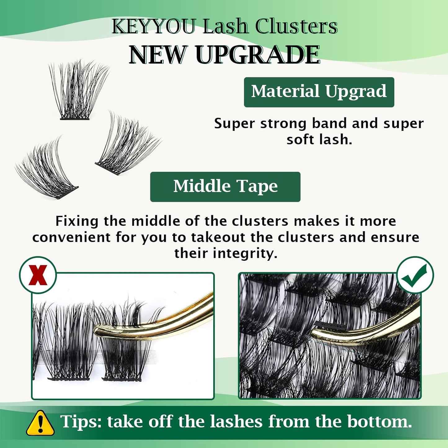 Lash Clusters,96 Pcs Cluster Lashes D Curl 10mm DIY Lash Extensions Eyelash Clusters,KEYYOU Volume Wispy Individual Lashes Soft&Comfortable Easy DIY at Home(Y05,D-10mm)