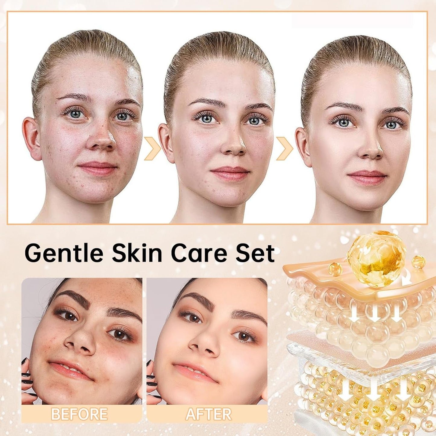 Rice Skin Care Sets For Women, 5/6Pcs Skin Care Kit, Moisturizing Skin Care Gift Set , Face Care Kit Inclusde Rice Mask, Cleanser, Toner, Lotion, Eyecream, Face Serum (5pcs Rice Raw Pulp)