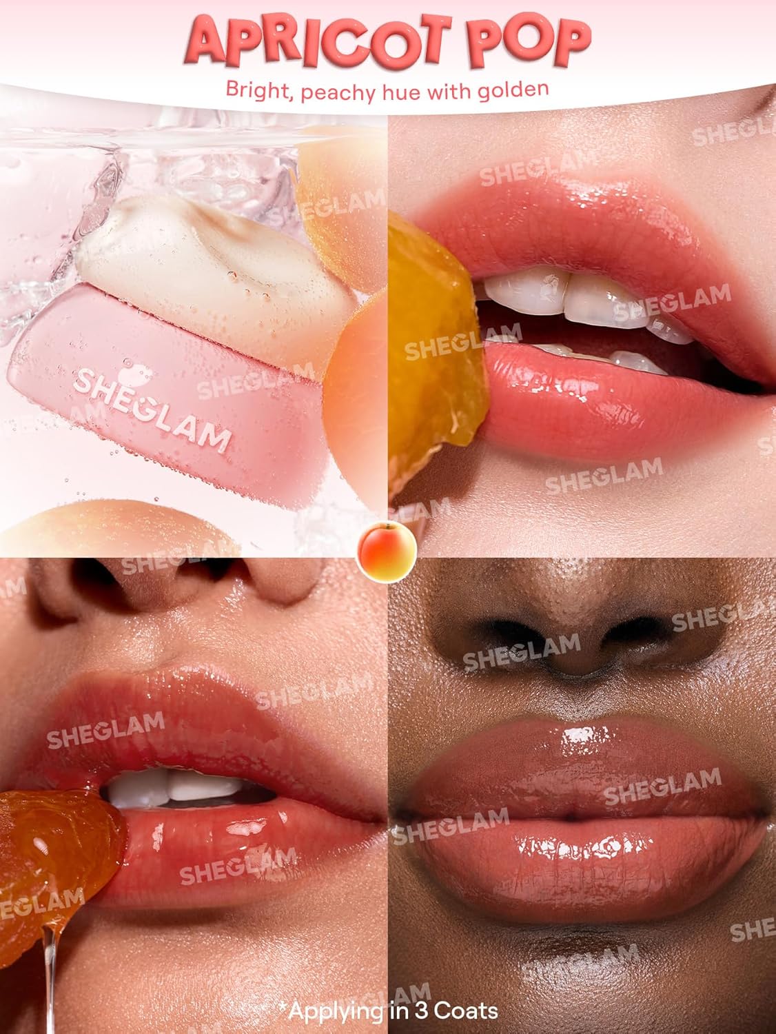 SHEGLAM Hydra Jelly Pocket Lip Jam Hydrating Nourishing Lip Gloss Moisturizing Lip Makeup-Apricot Pop