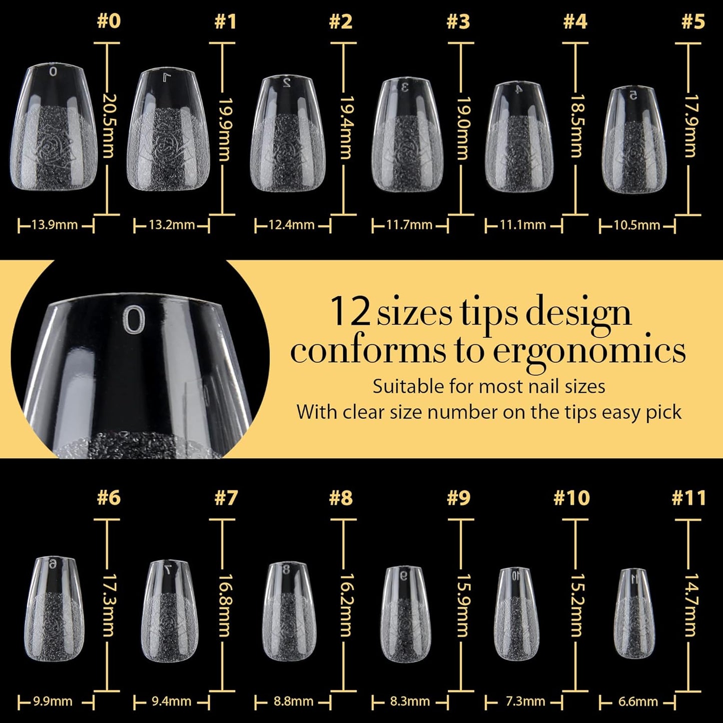 UNA GELLA Short Coffin Nail Tips, 600Pcs Short Coffin Gel Nails Tips Pre Etched 12 Sizes Soft Gel Fake Nails Tips Pre-file Full Cover for Nail Extension Home DIY Salon with Box