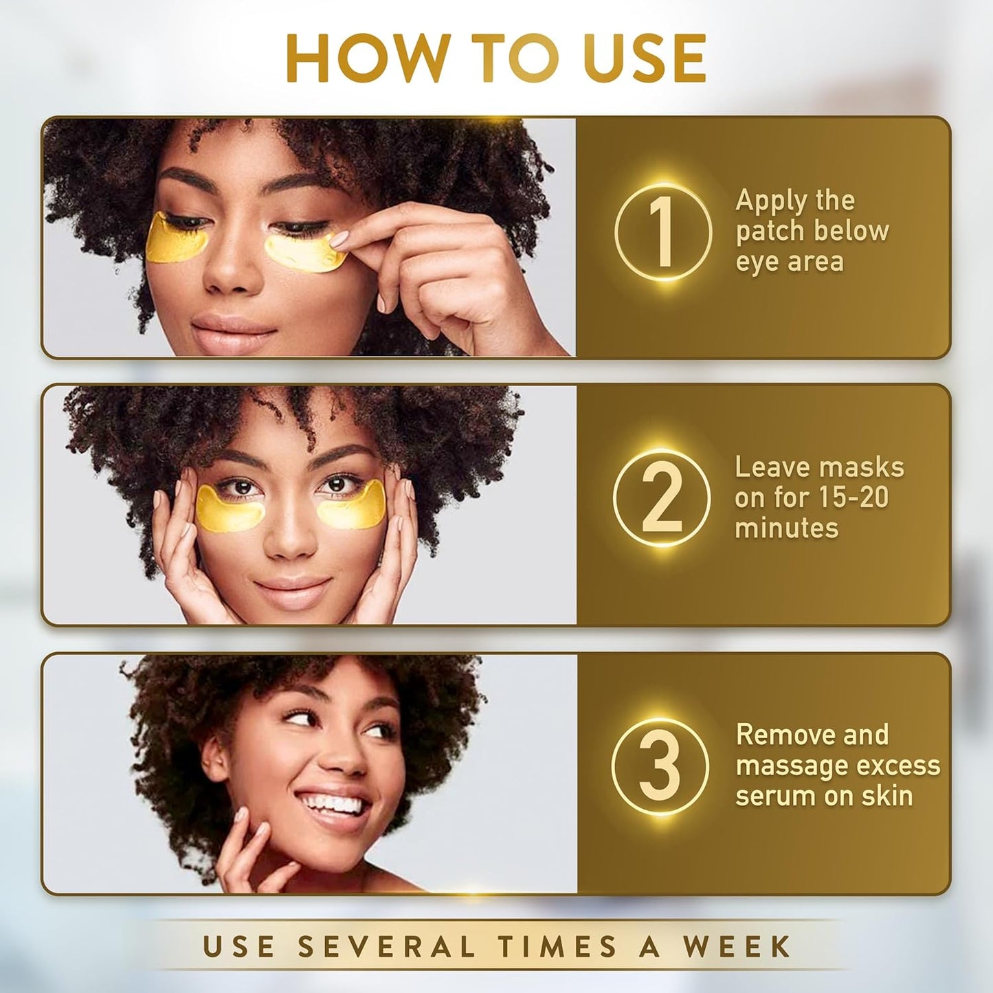 PatchRx 24K Gold Under Eye Patches for Puffy Eyes and Dark Circles with Pure Collagen, Eye Gel Pad Masks for Reducing Eye Bags, Puffy Dark Circles, Wrinkles, and Fine Lines- 72 Pairs