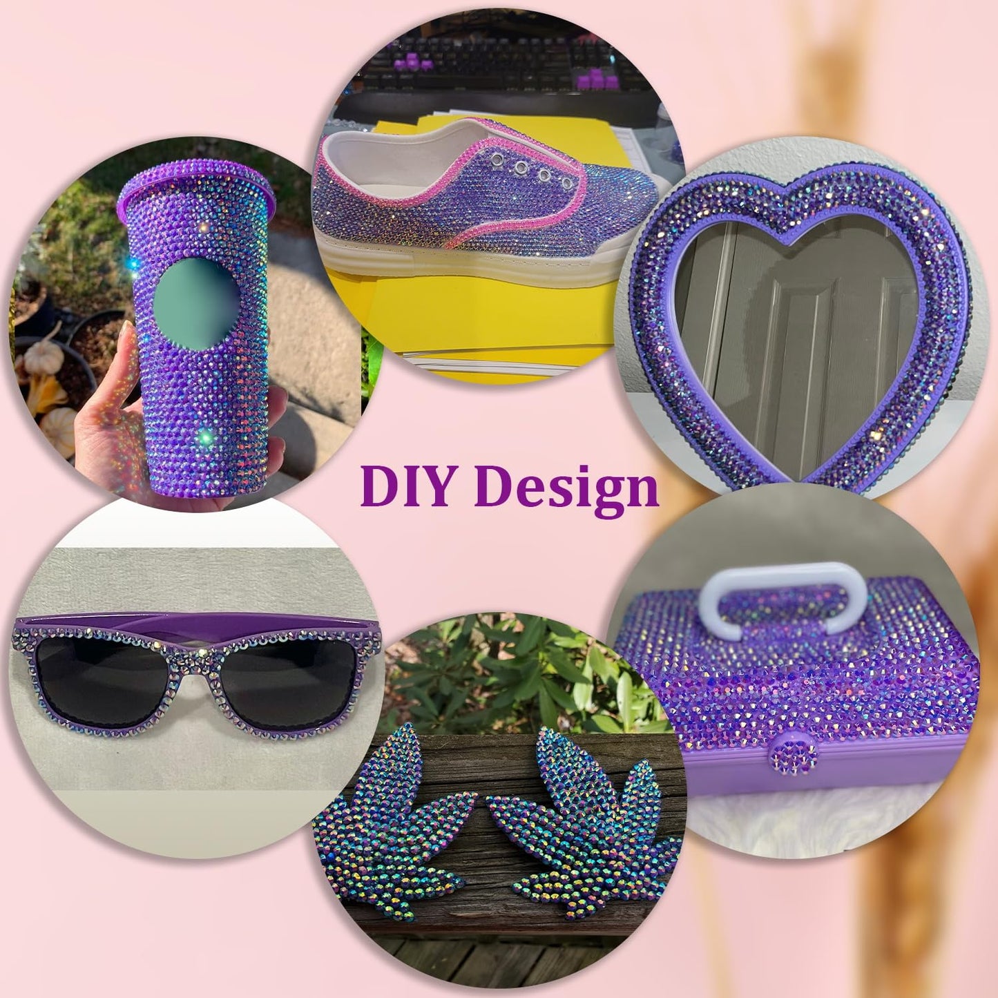 Resin Jelly Rhinestones for Crafting with B7000 Jewelry Glue, 2 Boxes Dark Purple AB Flatback Crystals with 3Pcs 10ml Glue, Bedazzling Non Hotfix Gems for DIY Tumblers Clothing Shoes Manicure