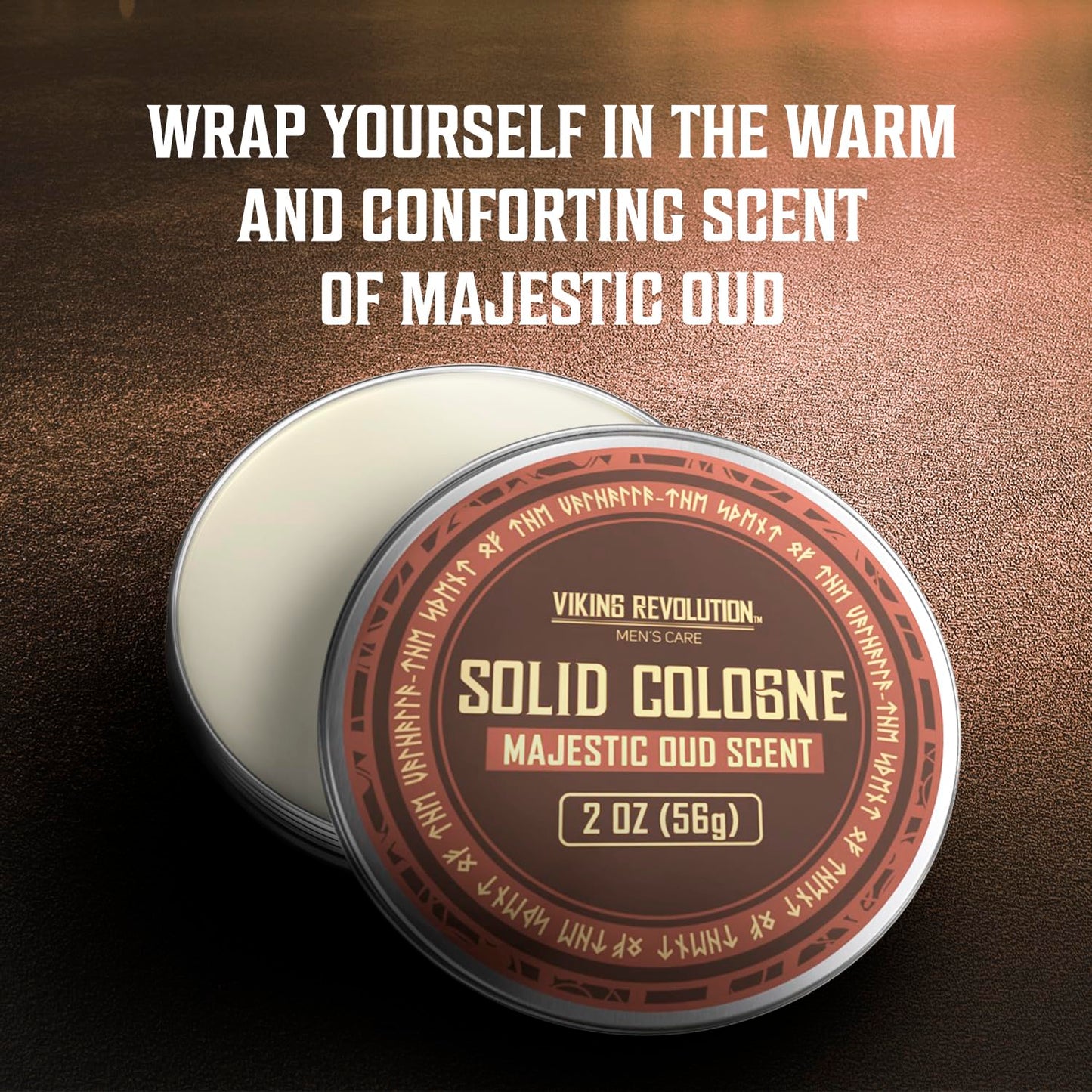 Viking Revolution Majestic Oud Solid Cologne for Men 2 Oz - Perfume Balm Travel Wax (1 Pack)