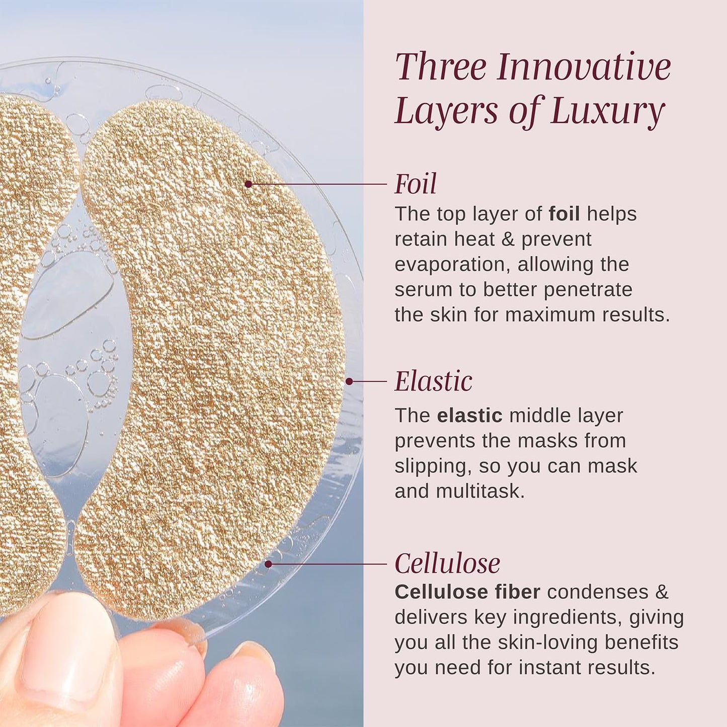 Wander Beauty Baggage Claim - Gold Foil Under Eye Patches For Dark Circles and Puffiness - Under Eye Mask Depuffs & Firms - Brightening Eye Mask for Under Eye Bags (6 Pairs)