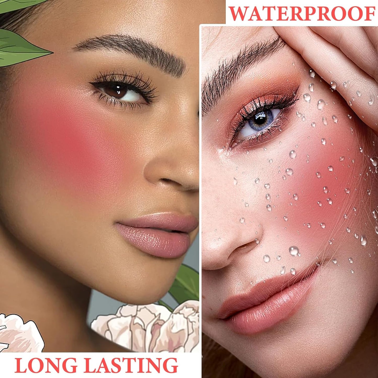 Cream Blush Stick Makeup,Blush Stick for All Skin Tones,Easy to Color,Soft Long Lasting Lightweight Blush Face Makeup Stick,Waterproof Multi Stick for Cheeks & Lip & Eyes（#104）