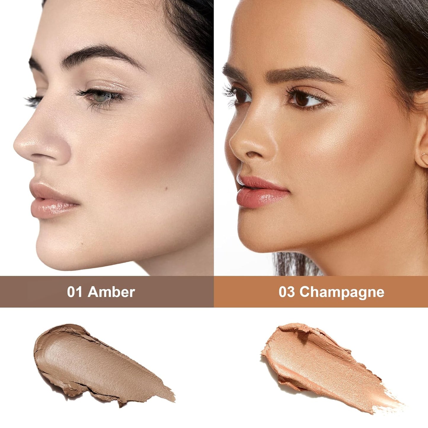 FV 2PCS Contour Stick, Highly Pigmented & Blendable Cool Toned Contour and Highlighter Stick with Natural Finish, Long Lasting & Creamy Texture Contour Set for Face Shaping Makeup, 01&03