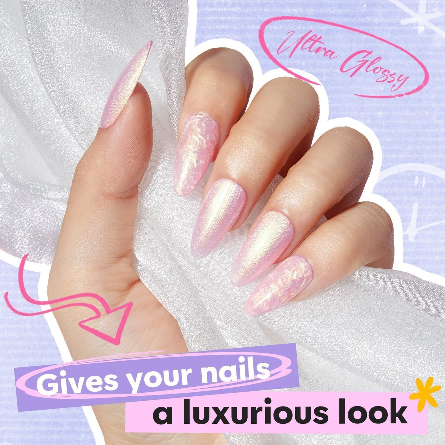 modelones Nail Polish Set, 6 Colors Chrome Pearl Shimmer Pink Purple White Aurora Iridescent Green Quick Dry Nail Polish Kit Gifts for Women 2025 Salon DIY Manicure Kit