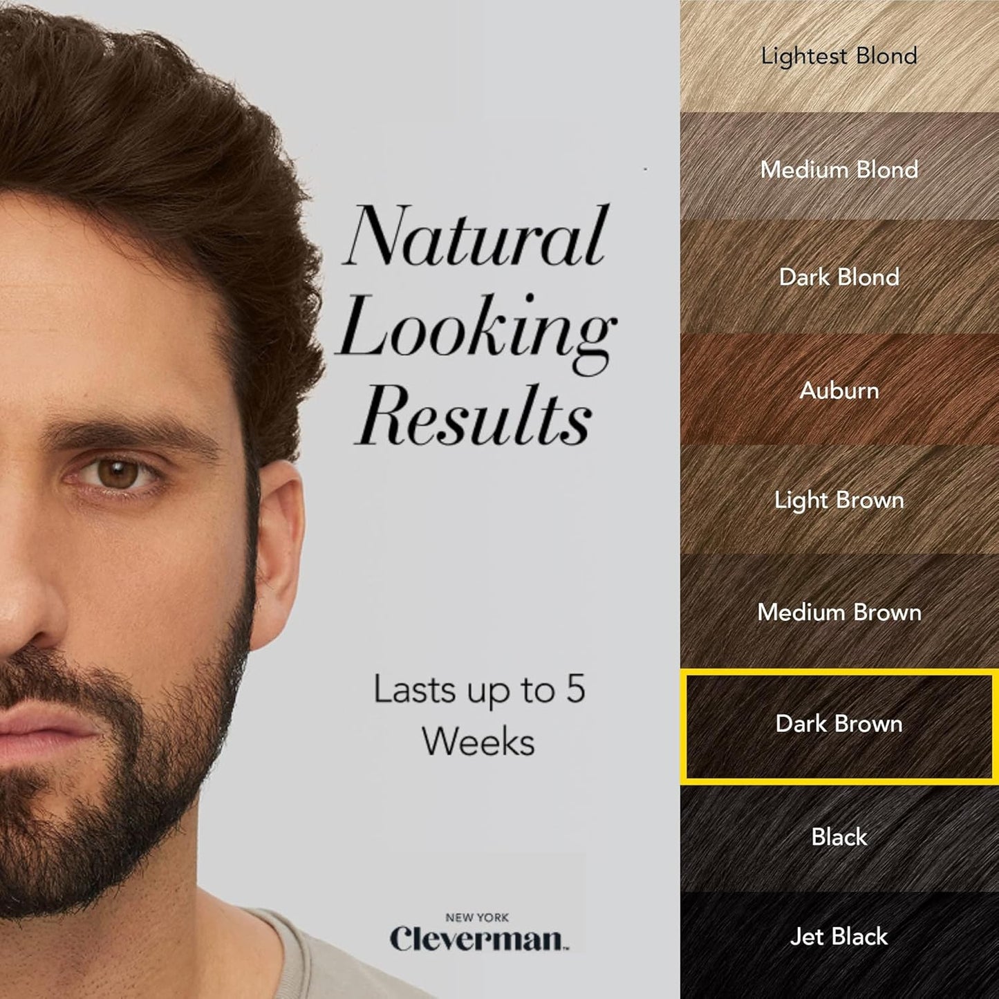 Cleverman Dark Brown Hair & Beard Dye Kit for Men - Natural-Looking Gray Coverage, Professional-Quality, Ammonia-Free for Hair, Beard & Mustache