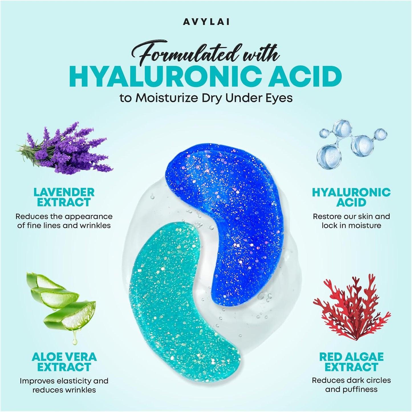 Under Eye Patches(16 Pairs and 2 Lip Masks)-Collagen Eye Gel Pads with Hyaluronic Acid for Puffy Eyes and Dark Circles-Under Eye Mask Patches for Cooling and Relaxation-Vegan and Cruelty-Free