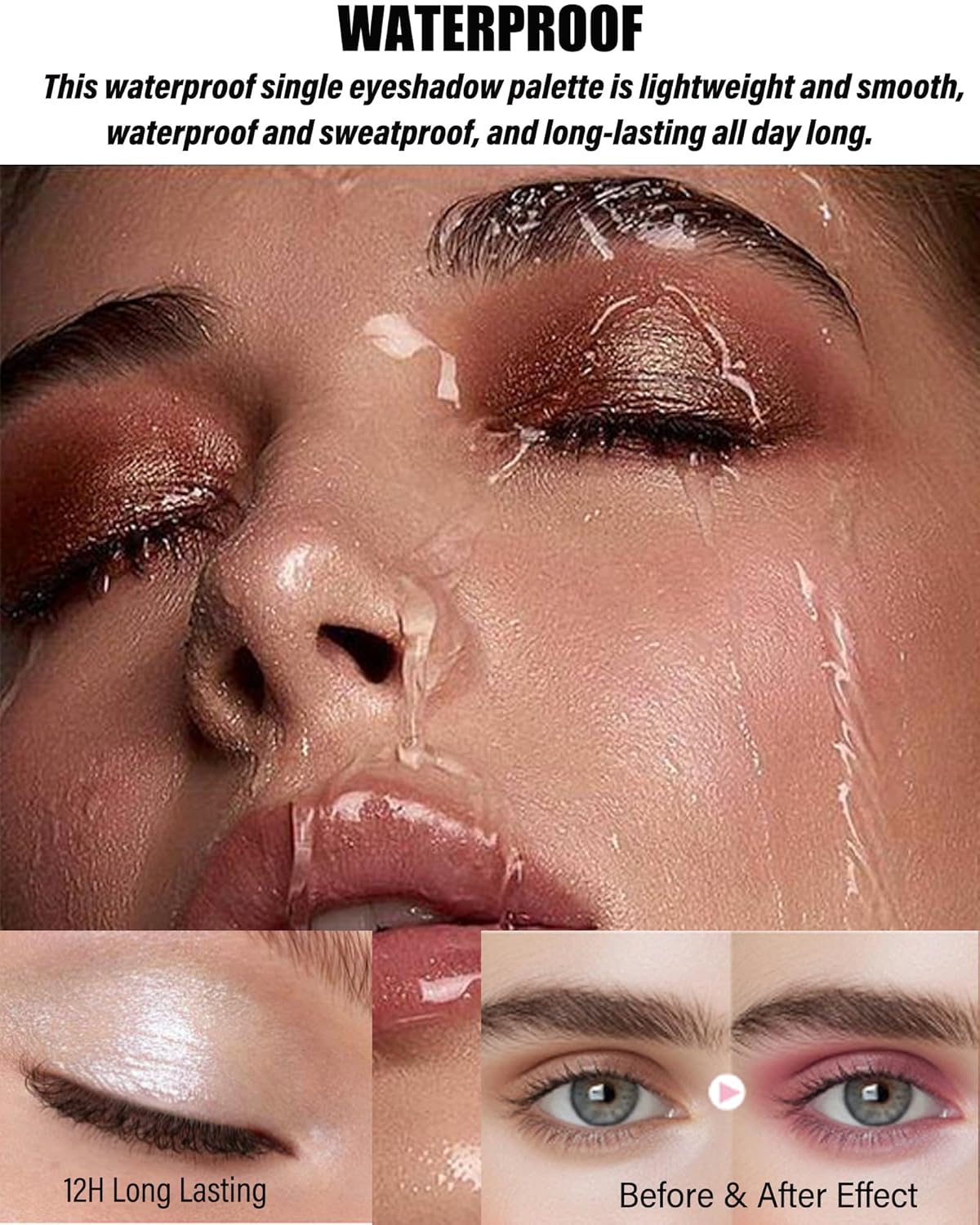 Single Glitter Eyeshadow, Shimmer Glitter Eye Shadow Champagne Light Glow Palette Makeup, High Pigment Waterproof Sparkly Pressed Eye Shadows Powder with Lightweight, Blendable for Daily Eye Look-432