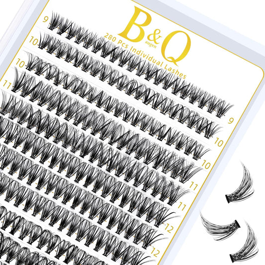 B&Qaugen Lash Clusters 30D-C-9-16MIX 280 Clusters False Eyelash 20D 30D 40D Lash Clusters Extensions Individual DIY Eyelash Extensions at Home (30D-C,9-16MIX)