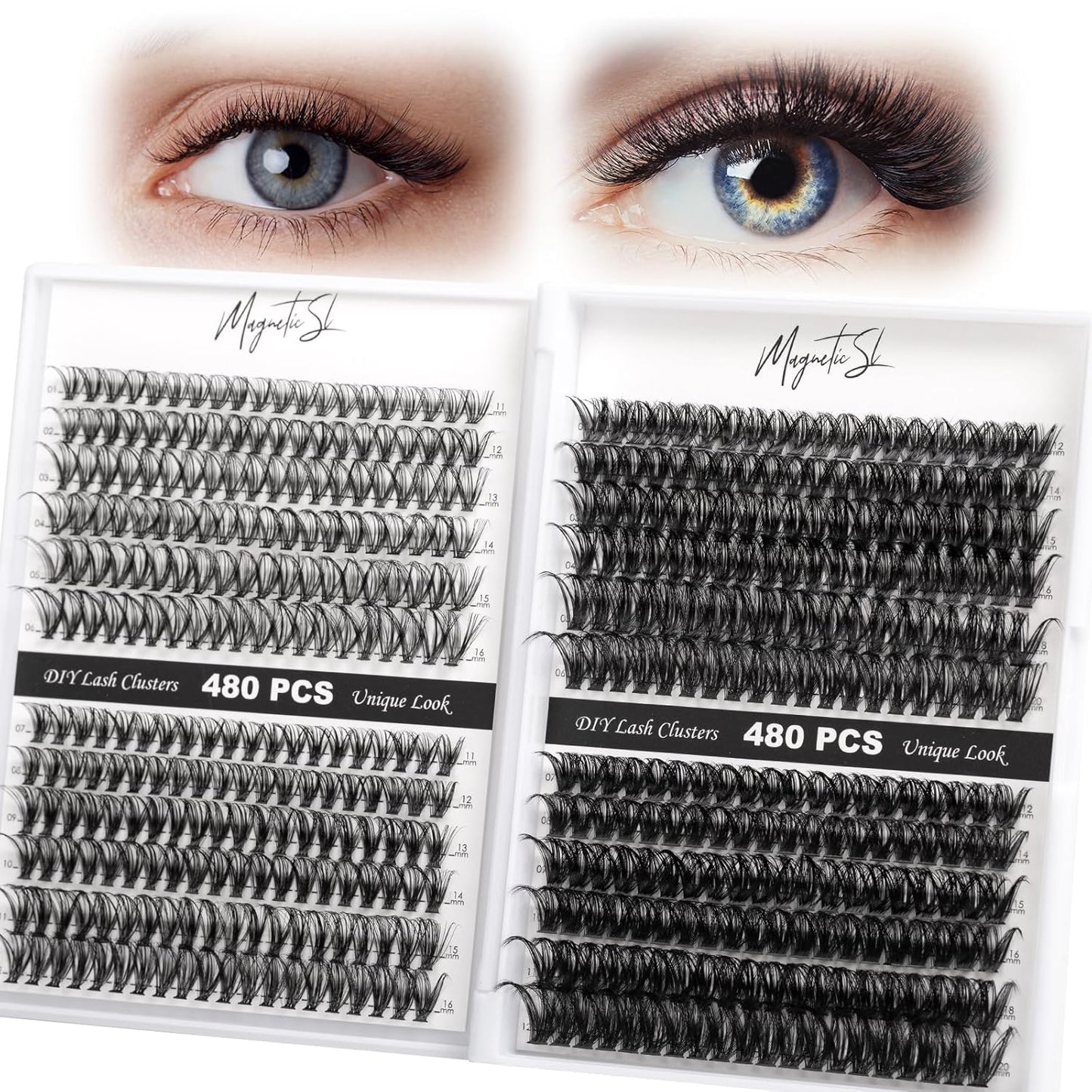 Lash Clusters 480 Clusters 60D 80D Thick Eyelash Extension 30D 40D Individual Eyelashes D Curl 11-20mm False Eyelash Multi-Style DIY Lash Extensions for Beginners(30D-80D-D, 11-20MIX)