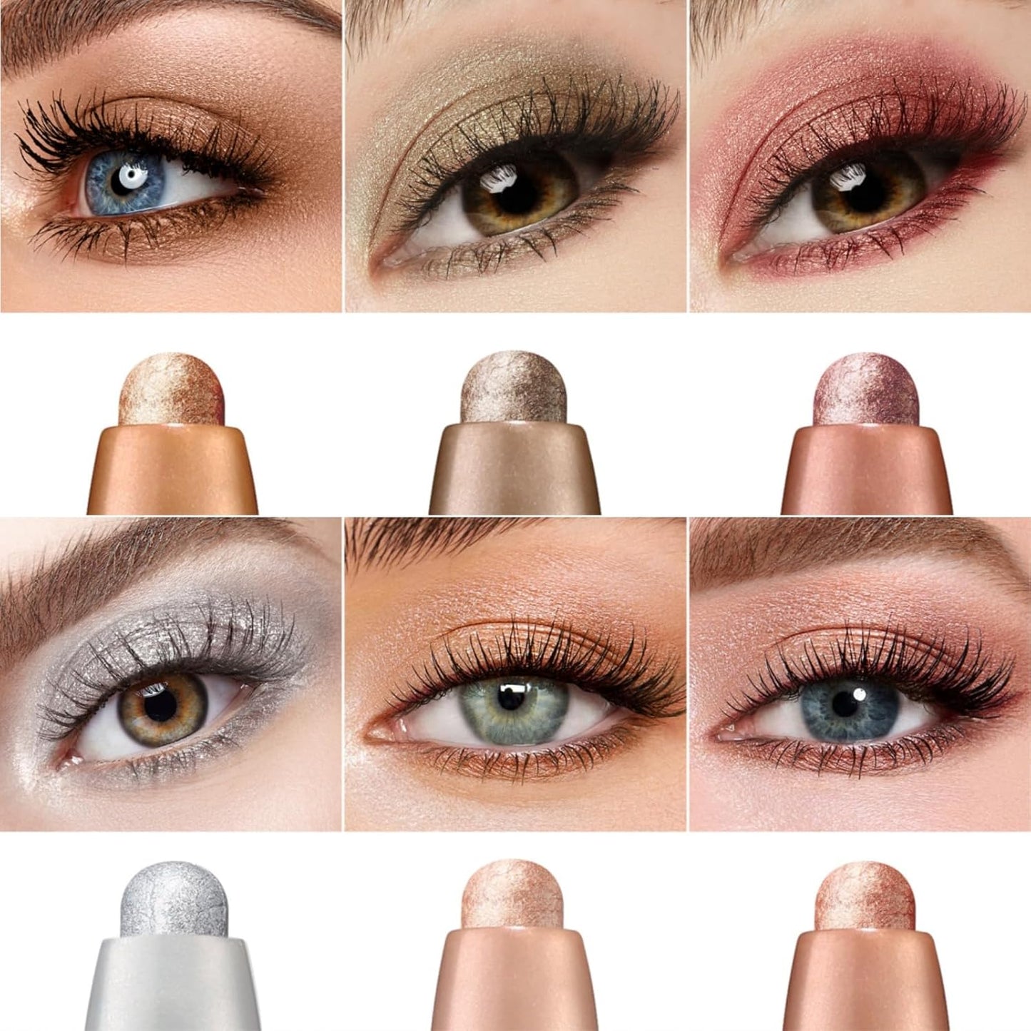 Jolilab Eyeshadow Stick Set, 6 Colors Matte Professional Bright-Colored Contouring and Highlight Stick, Cream Waterproof Long Lasting High Pigmented Eye Shadow. (6, Set A)