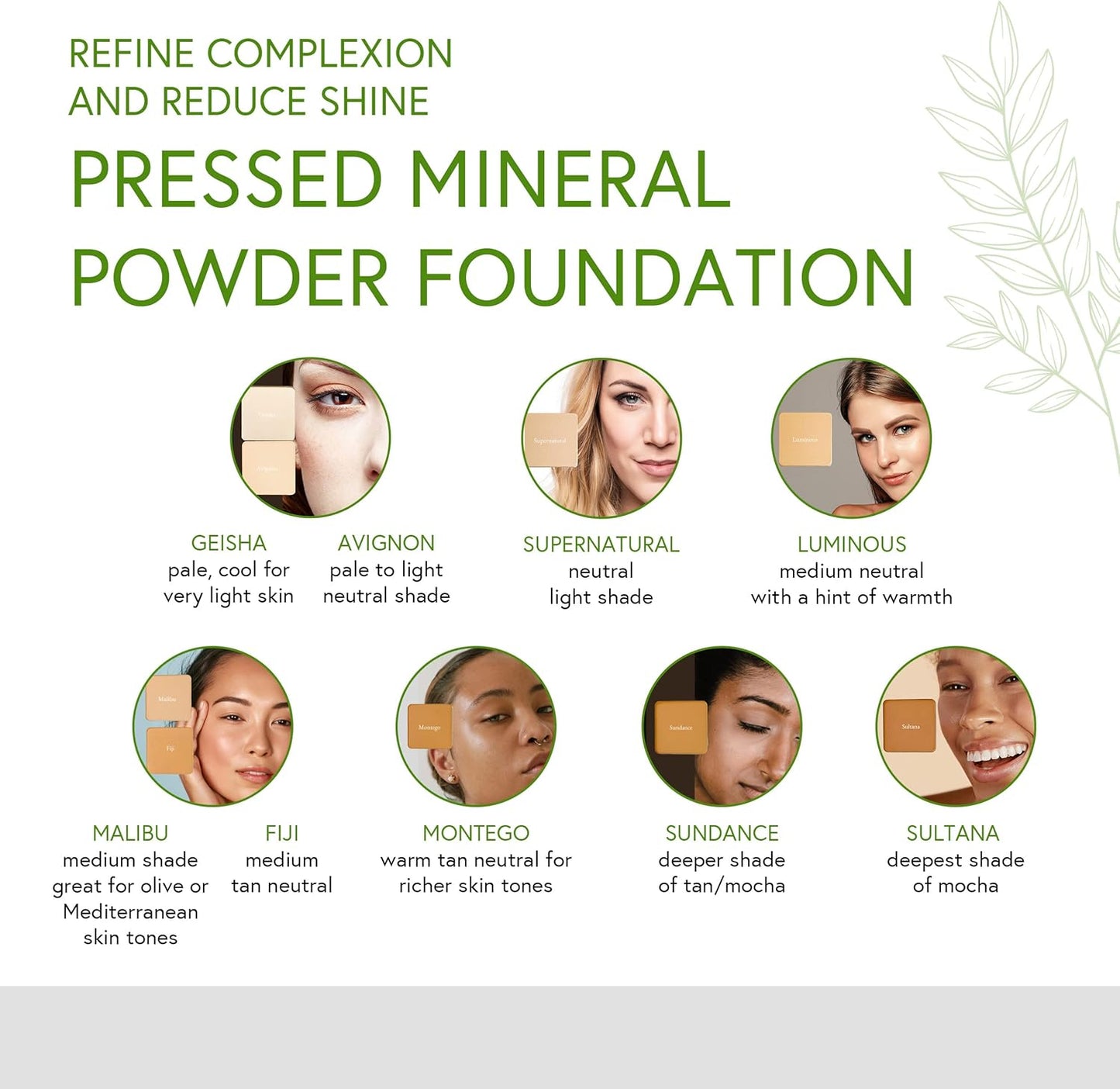 Honeybee Gardens Pressed Mineral Powder Foundation Refill, Geisha, Pale, Cool Shade, Adjustable Coverage, Natural Finish, With Botanical Extracts And Vitamin E, 7.5g