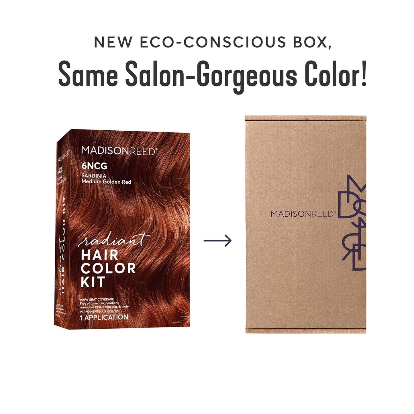 Madison Reed Radiant Hair Color Kit | 6NCG Medium Golden Red with Copper Tones (Sardinia Red) for 100% Gray Hair Coverage | Dimensional Permanent Hair Dye | PPD-Free & Ammonia-Free | 1 Pack