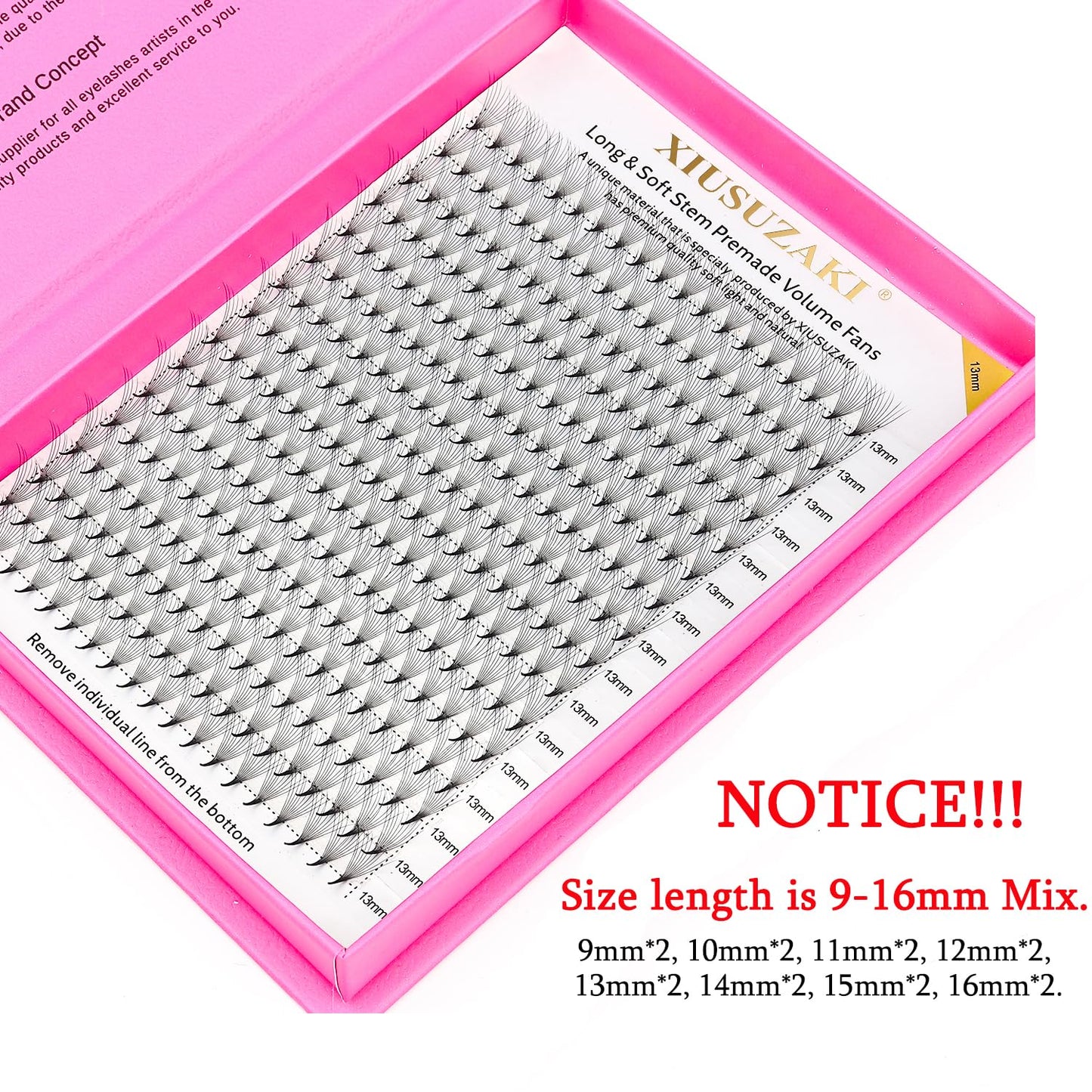 Premade Fans Eyelash Extensions 14D Volume Lash Extensions 0.03 Thickness Eyelash Extension C Curl Premade Lash Fans Mix 9-16mm Fluffy Soft Handmade Lash Fan(14D-0.03-C,9-16mm)