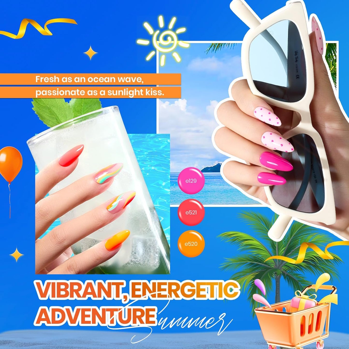 beetles Gel Polish Vivid Seasons, Fall Gel Nail Polish Set, 36 Colors Yellow Burgundy Purple Pink Jelly Shades, 45pcs with Base & Top Coat, UV LED Soak Off DIY Salon Set, Gift for Women & Girls