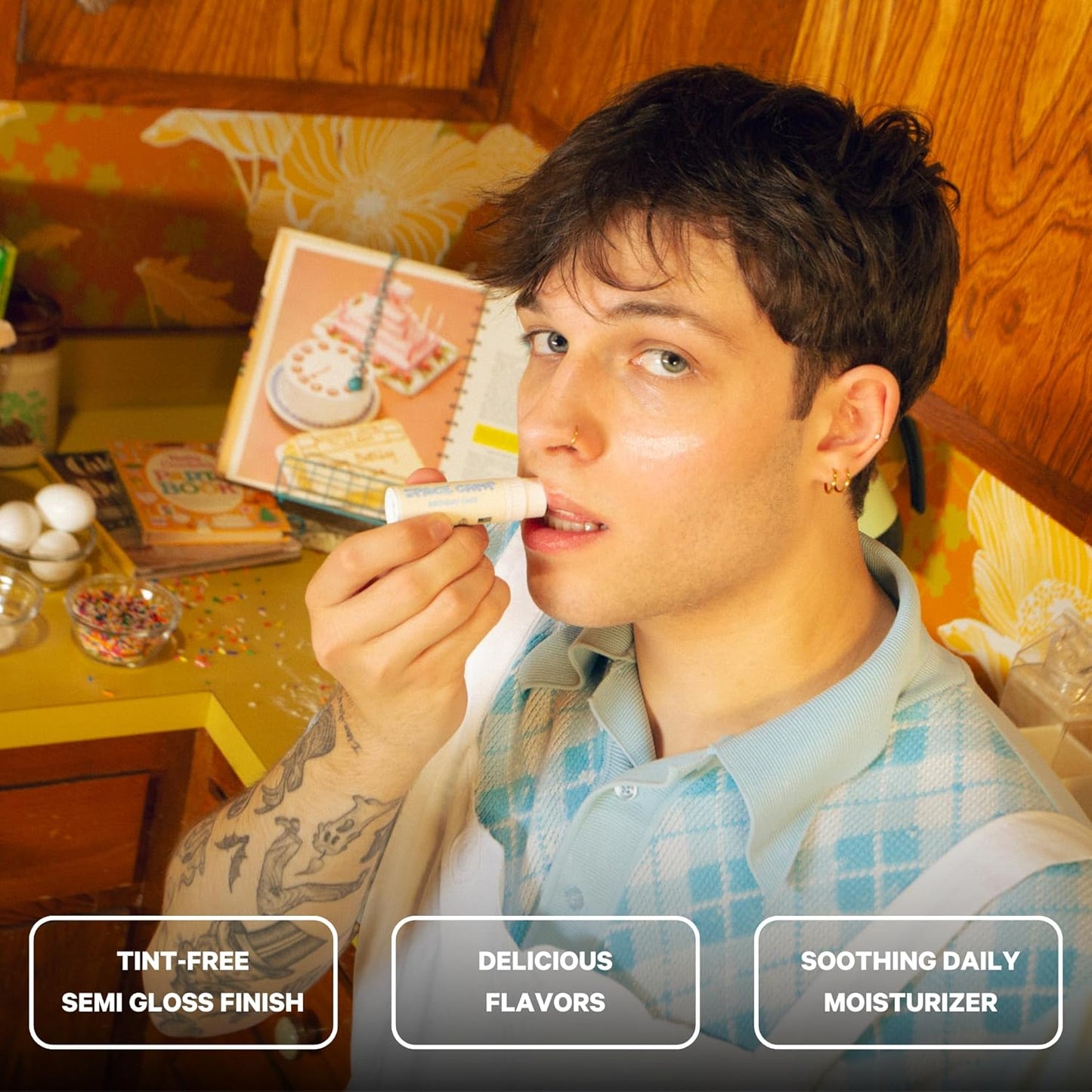 Space Camp Wellness Jumbo Lip Balm - Birthday Pack Variety Flavored Balm (Birthday Cake, Salted Caramel, Strawberry Frosting) - 3 Pack