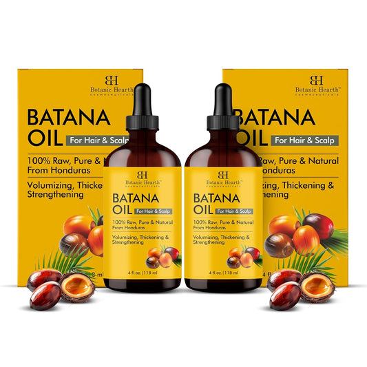 Botanic Hearth 100% Pure Batana Oil for Hair Growth- Weightless(Glass bottle 4 fl oz-Pack of 2) from Honduras|Hair Oil Repairs Dry Damaged Hair, Strengthening, Healthier Hair- Hair Tonic