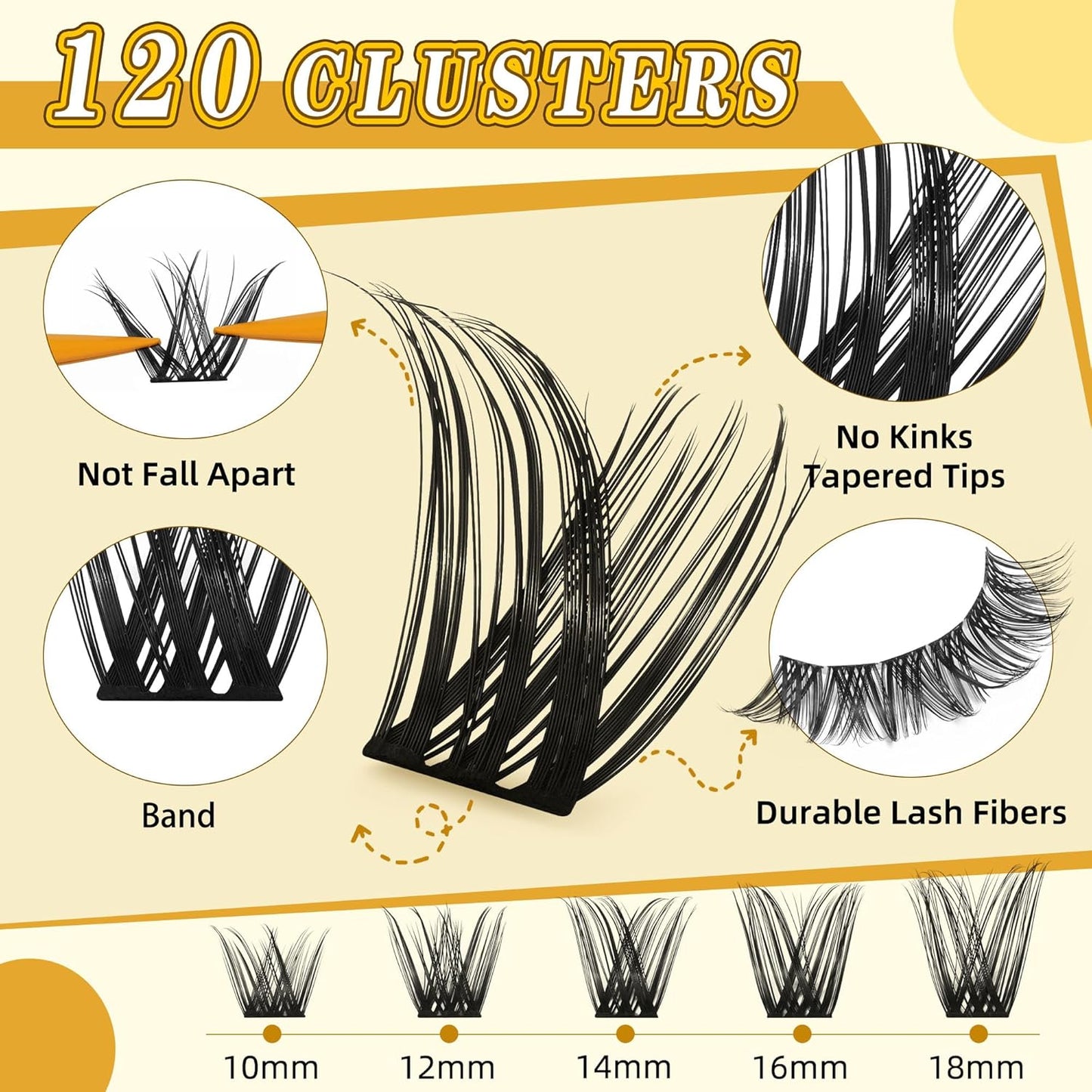 Eyelash Clusters 10-18mm Wispy Lash Clusters D Curl DIY Cluster Lash Extension Kit Individual Lashes Kit With Bond & Seal, Glue Remover, Tweezers(LF01 Lashes Set)