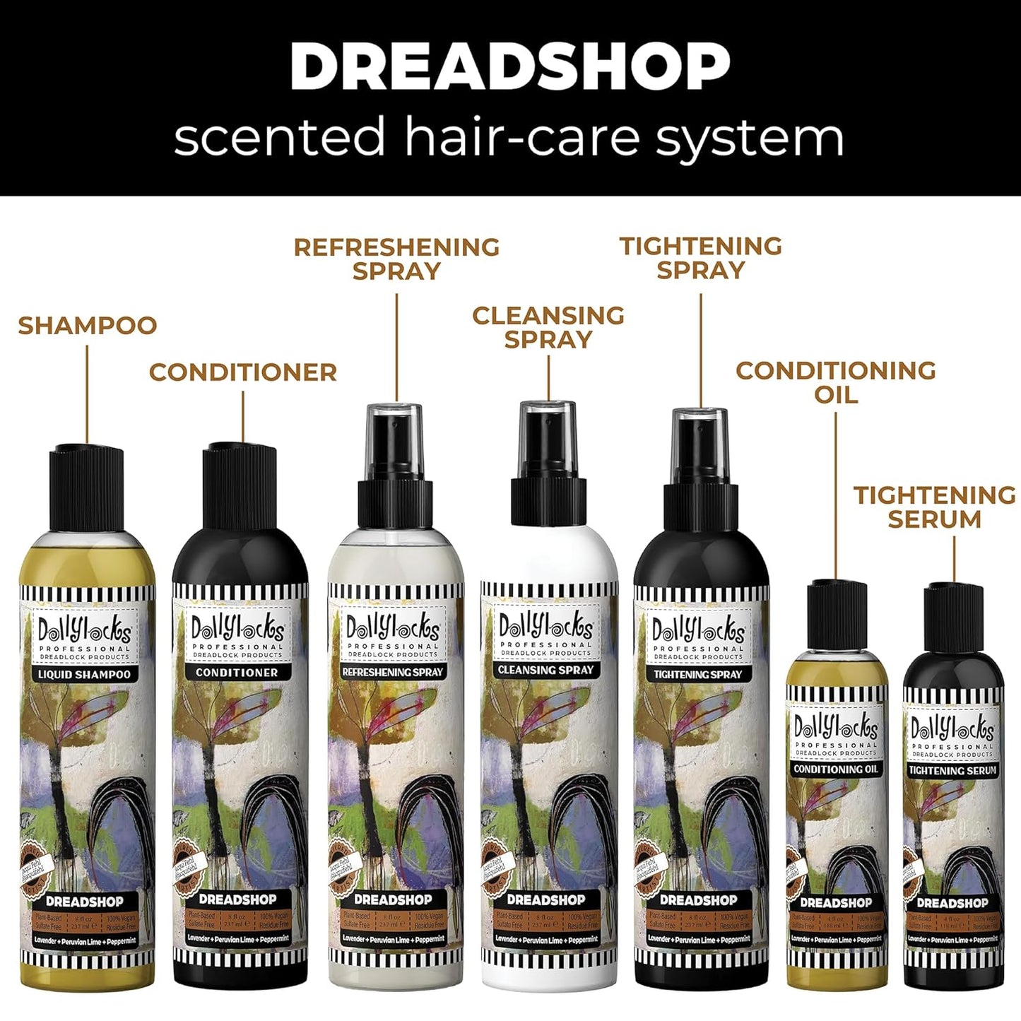 Dollylocks Dreadlock Tightening Spray for Locs - Dreadshop - Strengthen, Tame Frizzy Dreads, Residue-free for Loose Hair, 8oz