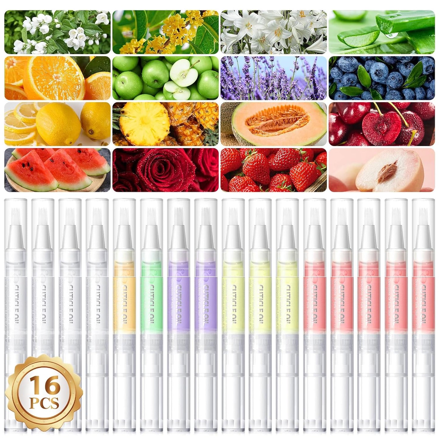 COSCELIA 16 pcs Cuticle Oil Pens Bulk for Nails Cuticle Revitalizer Oil Pens Set Nail Care Nourishment Treatment Moisturized Repair Pen Manicure Tools for Gel Nails