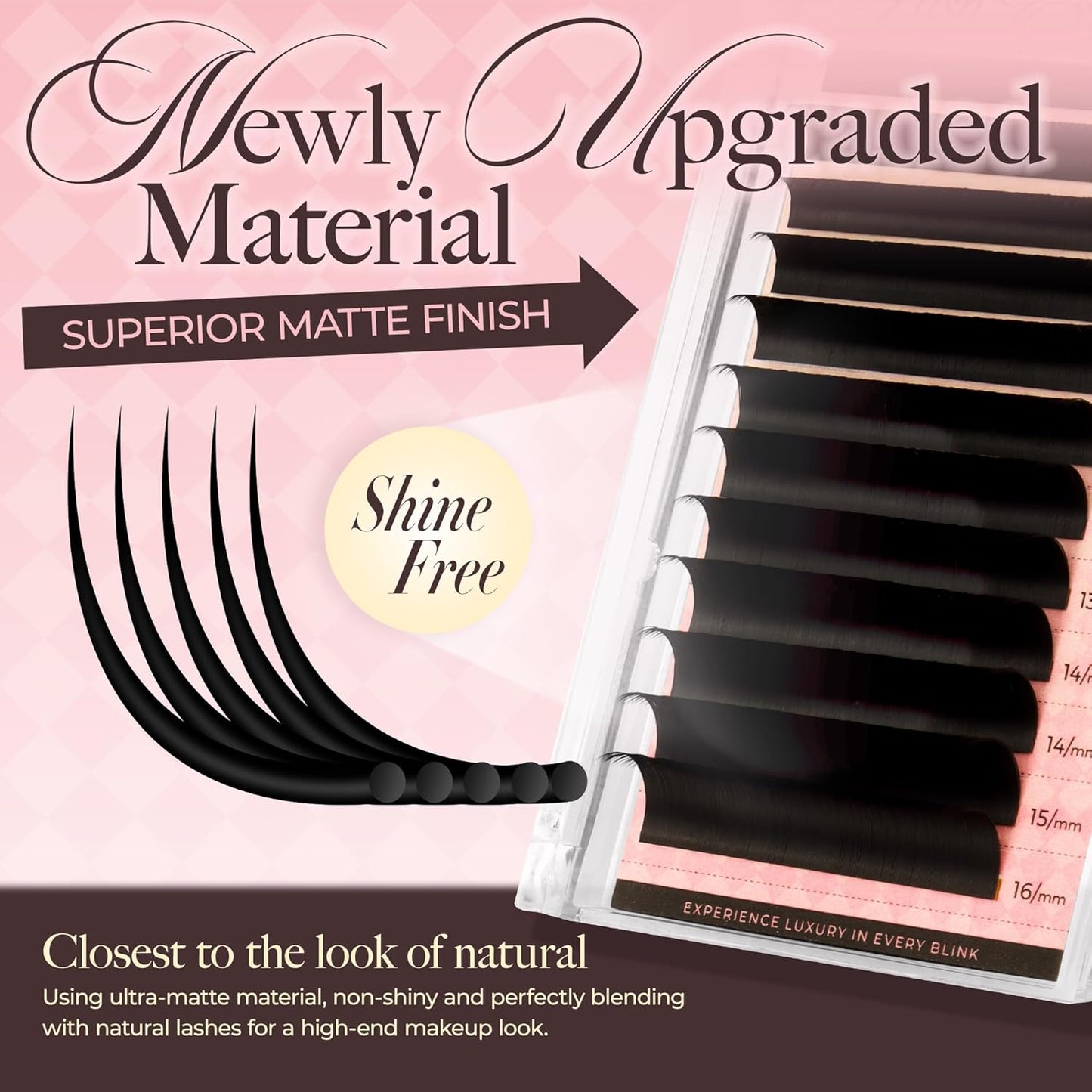 LASHVIEW Classic Lash Extensions 0.03-0.20 J/B/L/C/CC/D Curl 8-16mm Mixed & Single Length Tray, Soft Matte Dark Professional Eyelashes Extension(0.10 C 8-16mm)