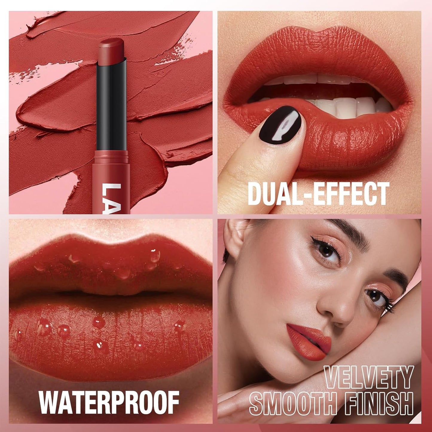 Jolilab 3Pcs Velvet Matte Lipstick Nude Matte Soft Dark Color Stick High Pigmented Long-Lasting Waterproof Lip Stick Lip Balm Beauty Cosmetics Gift for Girls and Women（01#+02#+03#