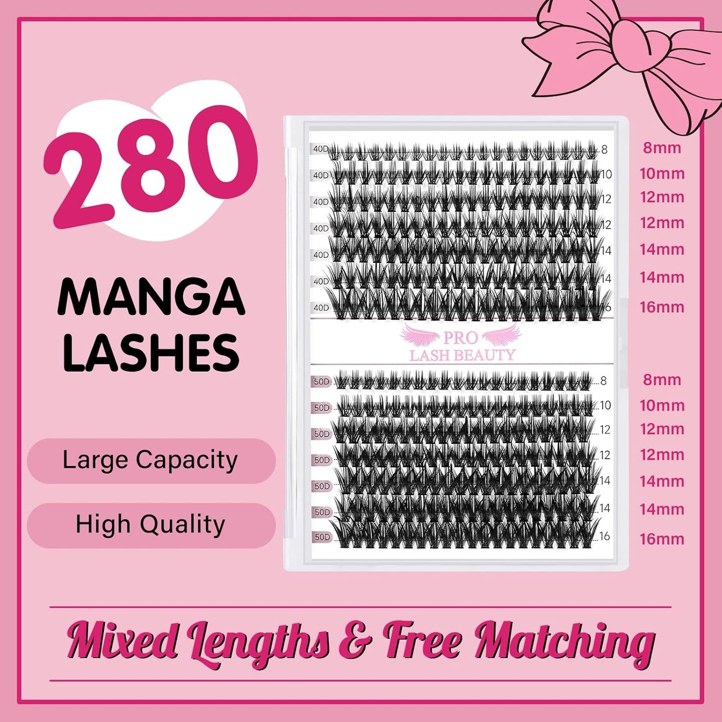 280 Pcs Individual Lashes 40D+50D Mixed Lash Clusters Devil Style Lashes That Look Like Eyelash Extensions Wispy Lashes DIY Individual Lashes At Home (40D+50D-D-8-16mix,Manga)