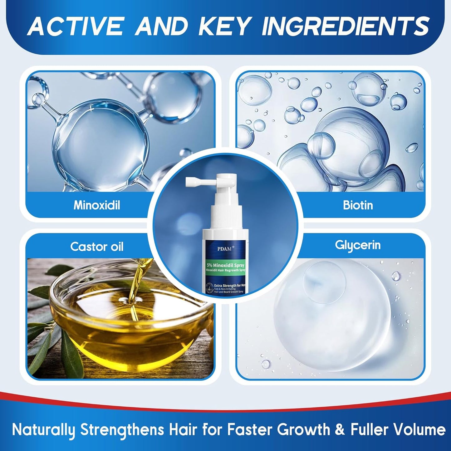 Minoxidil for Men Hair Growth Spray - 5% Topical Minoxidil for Hair and Beard Growth, Extra Strength Hair Regrowth Treatment for Hair Loss & Thinning Hair, 2 Fl Oz (60ml) *1